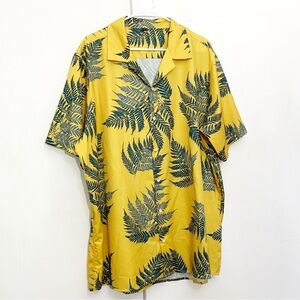 DESIGN IN ITALY silky feel Hawaiian tropic print short sleeve button up shirt 2X